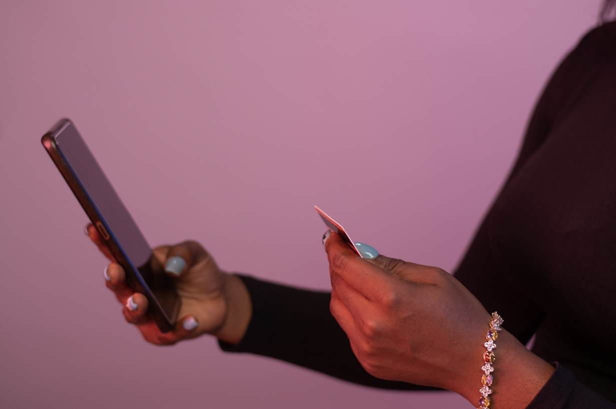Woman shopping on phone